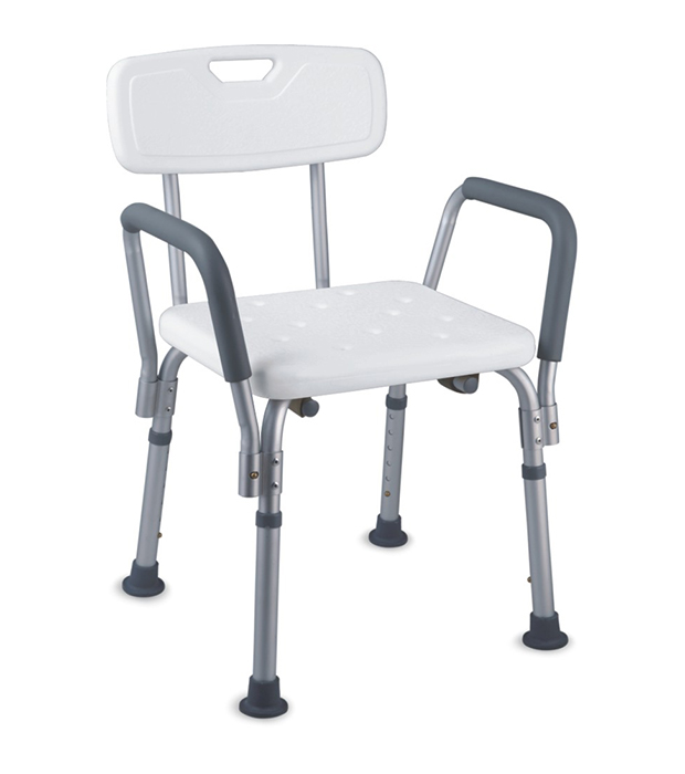 Sturdy Adjustable Bath Or Shower Chair With Added Arms For Extra